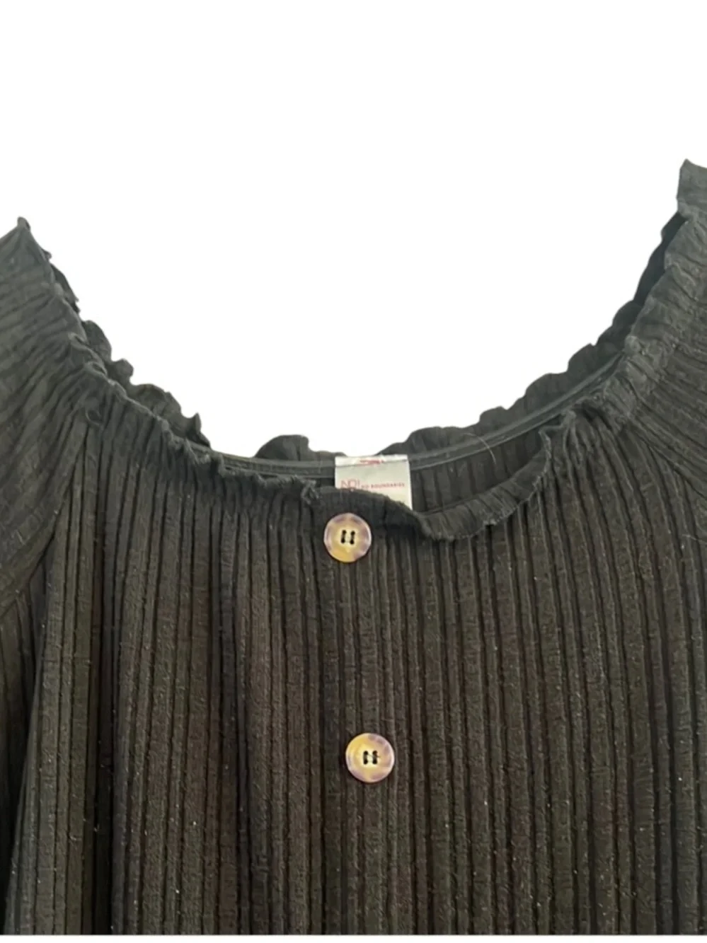No Boundaries Scallop Trim Black Button-Front Mini Dress Size XXL